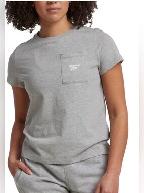 Reebok Identity Small Logo Pocket Tee Gray Heather Short Sleeve T-Shirt